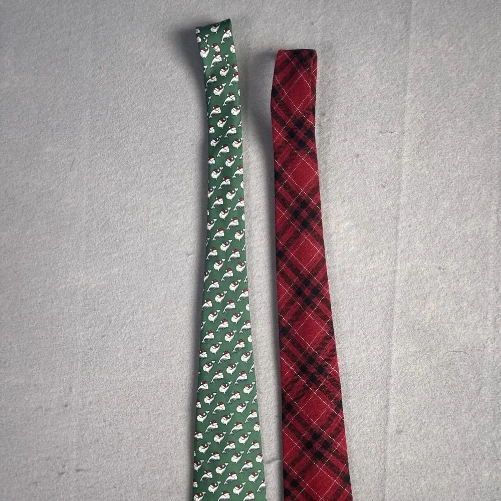 Lot (2) Men Ties‎ LL Bean And Vineyard Vines Winter Christmas
